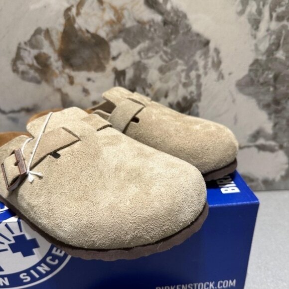 Birkenstock Boston taupe suede mule clogs - Picture 3 of 6